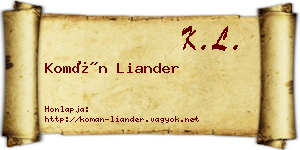 Komán Liander névjegykártya